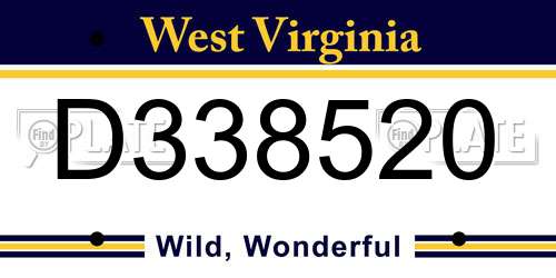 D338520 West Virginia License Plate