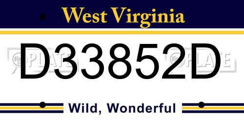 D33852D West Virginia License Plate
