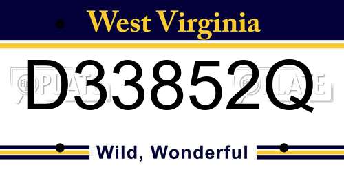 D33852Q West Virginia License Plate