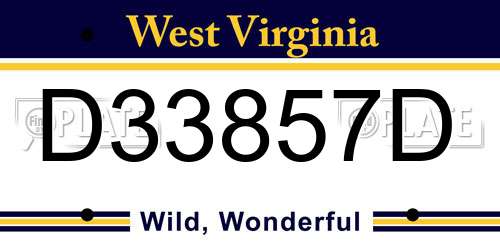 D33857D West Virginia License Plate