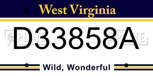 D33858A West Virginia License Plate