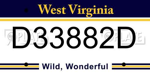 D33882D West Virginia License Plate