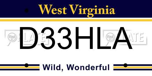 D33HLA West Virginia License Plate