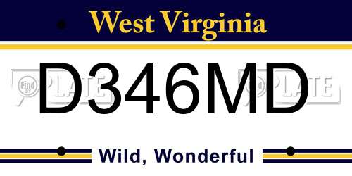 D346MD West Virginia License Plate