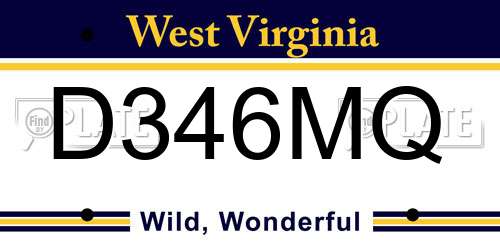 D346MQ West Virginia License Plate