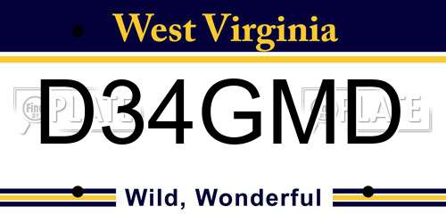 D34GMD West Virginia License Plate