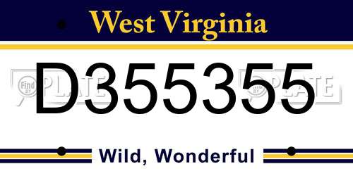 D355355 West Virginia License Plate