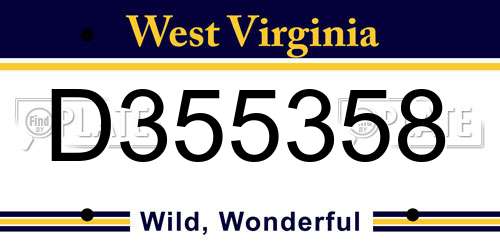 D355358 West Virginia License Plate