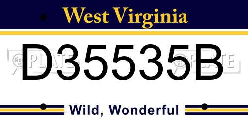 D35535B West Virginia License Plate