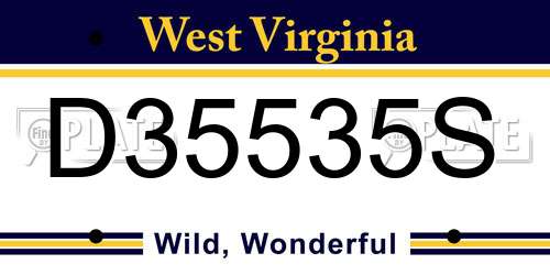 D35535S West Virginia License Plate