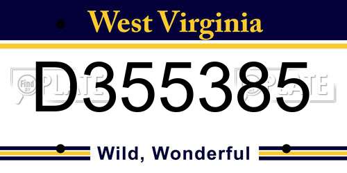 D355385 West Virginia License Plate