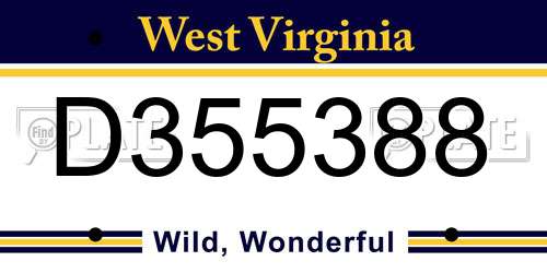 D355388 West Virginia License Plate