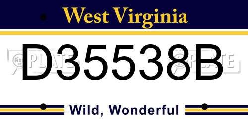 D35538B West Virginia License Plate