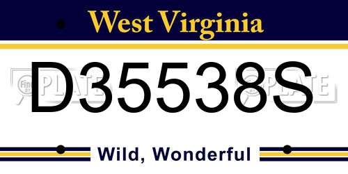 D35538S West Virginia License Plate