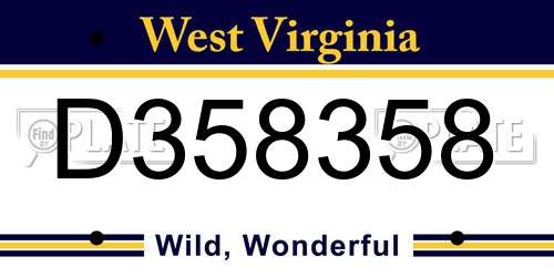 D358358 West Virginia License Plate