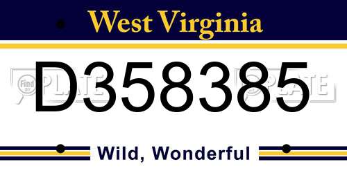 D358385 West Virginia License Plate