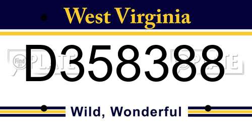 D358388 West Virginia License Plate