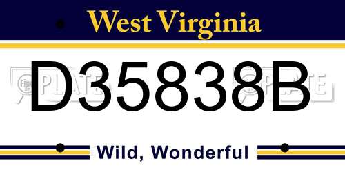 D35838B West Virginia License Plate
