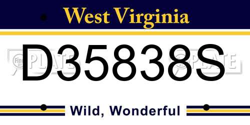 D35838S West Virginia License Plate