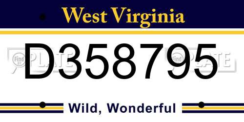 D358795 West Virginia License Plate