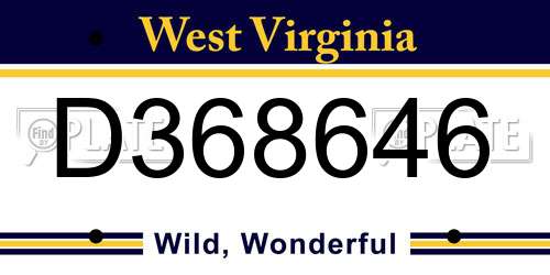 D368646 West Virginia License Plate