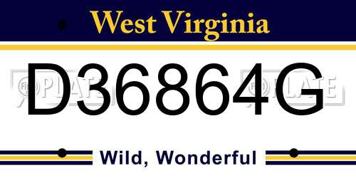 D36864G West Virginia License Plate
