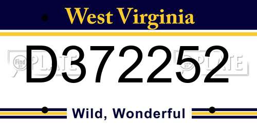 D372252 West Virginia License Plate