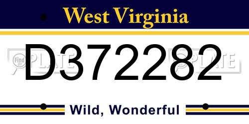D372282 West Virginia License Plate