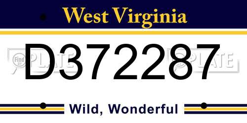 D372287 West Virginia License Plate