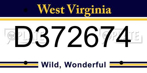 D372674 West Virginia License Plate