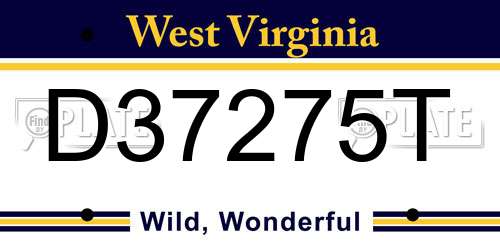 D37275T West Virginia License Plate