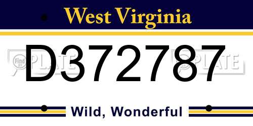 D372787 West Virginia License Plate