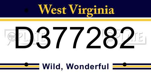 D377282 West Virginia License Plate
