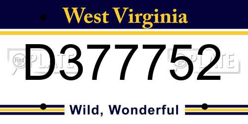 D377752 West Virginia License Plate