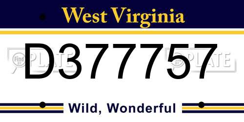 D377757 West Virginia License Plate