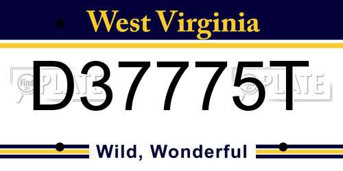 D37775T West Virginia License Plate