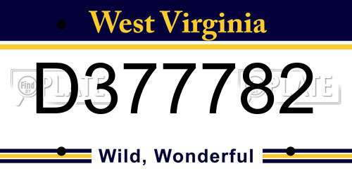 D377782 West Virginia License Plate
