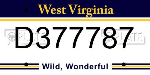 D377787 West Virginia License Plate