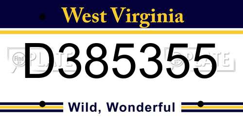 D385355 West Virginia License Plate