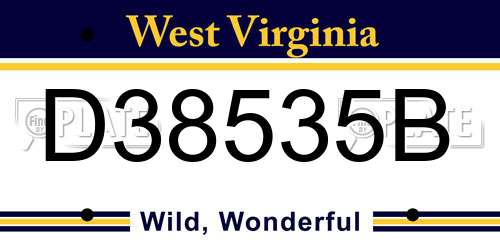 D38535B West Virginia License Plate