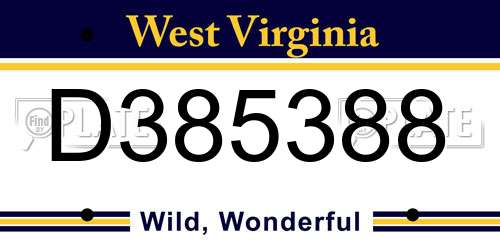 D385388 West Virginia License Plate