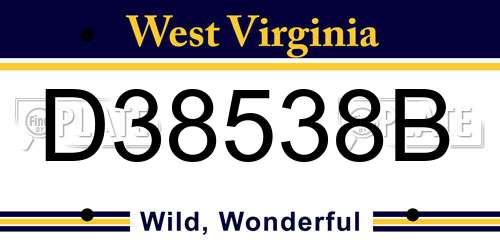 D38538B West Virginia License Plate