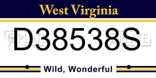 D38538S West Virginia License Plate