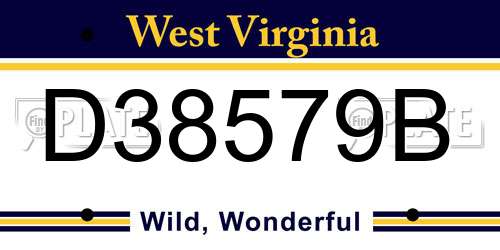 D38579B West Virginia License Plate