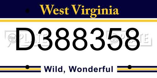D388358 West Virginia License Plate