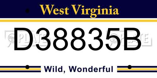 D38835B West Virginia License Plate