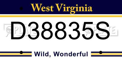 D38835S West Virginia License Plate