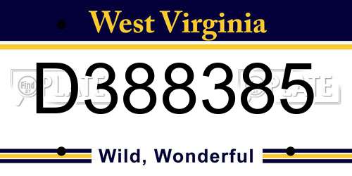 D388385 West Virginia License Plate