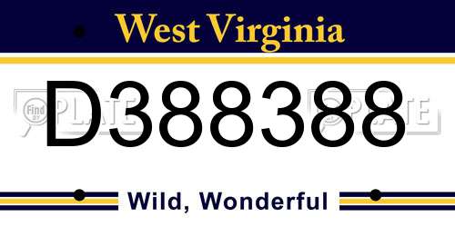 D388388 West Virginia License Plate
