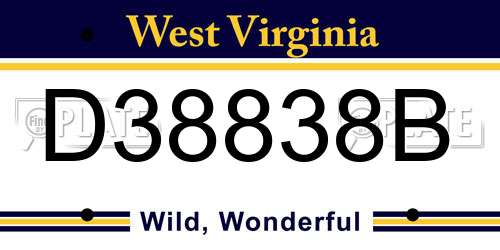 D38838B West Virginia License Plate